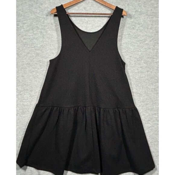 Free‎ People Black Textured Sleeveless Drop Waist Dress M Easy Street Casual - Picture 5 of 5